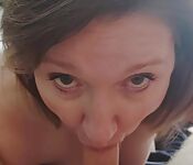 Real Wife blowjob and cum swallow