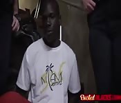 Two cops taking care of black cock